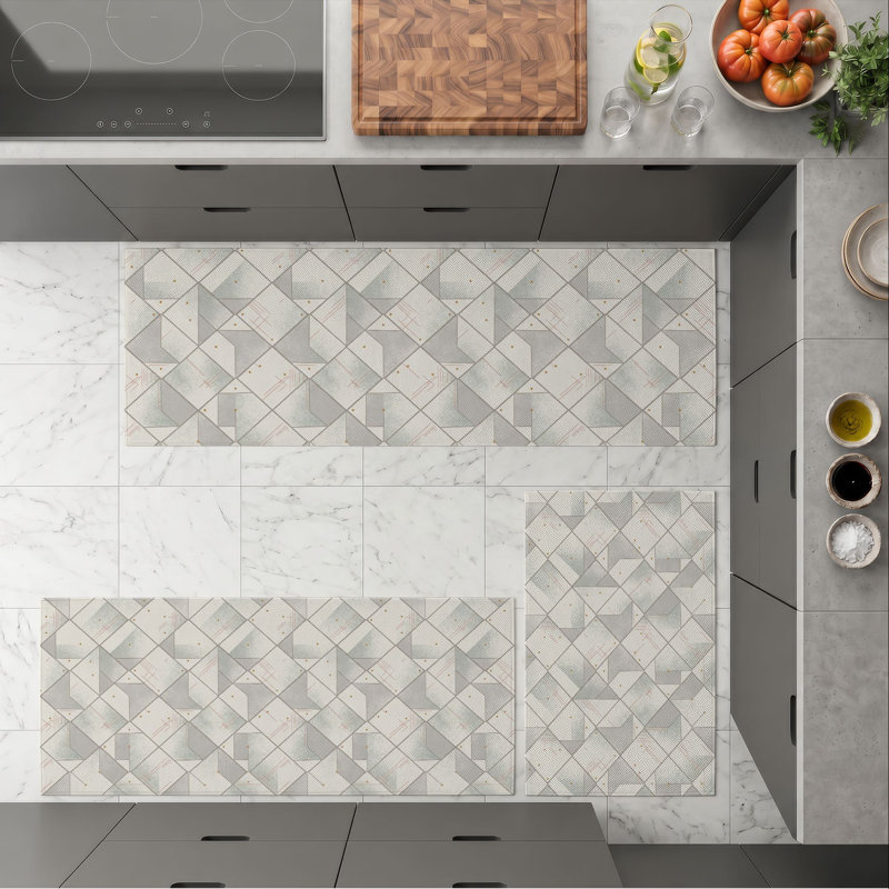 Geometric Triangle Non-Slip Washable Kitchen Mats