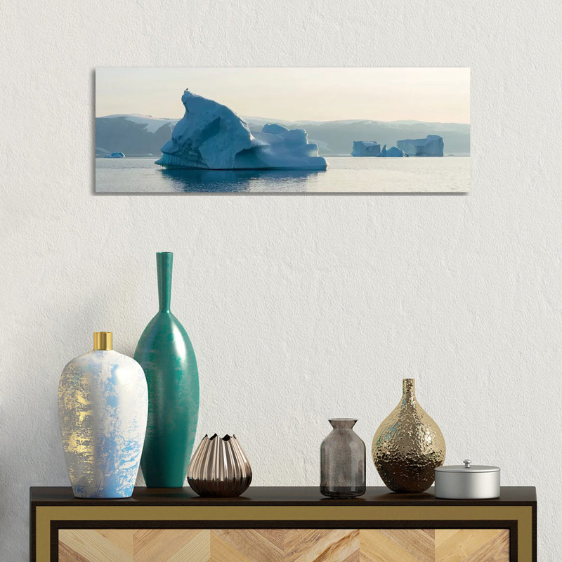Icebergs In The Uummannaq Fjord System, Northwest Greenland by Martin Zwick - Wrapped Canvas Panoramic Print
