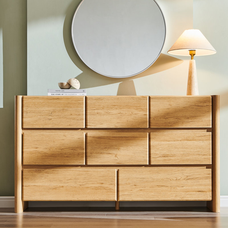 Commode 8 tiroirs Bolanos, 31.5" H x 55.1" W x 15.94" D, Naturel
