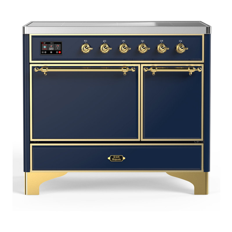 Majestic III Series 40 Inch Induction Range with 6 Induction Elements in Mightnight Blue (Brass Trim), Brass, Mightnight Blue