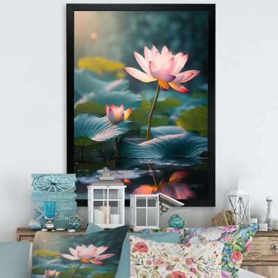 «Lotus Pond At Sunset I», reproduction sur toile