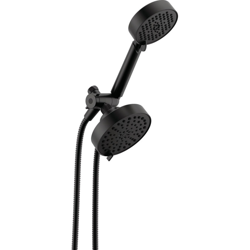 Round 2-in-1 Dual Shower Head with 5-Setting HandHeld Spray 1.75 GPM Matte Black, Matte Black