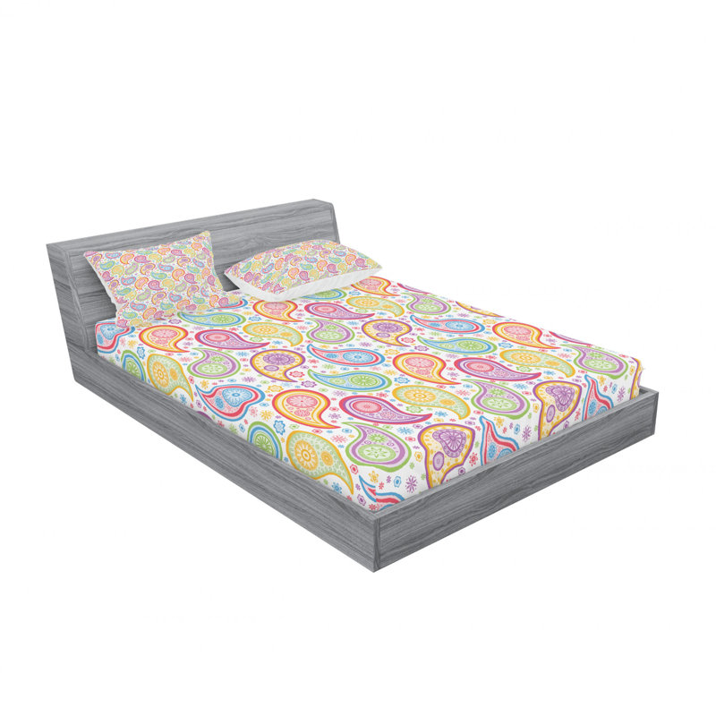 Microfiber Paisley Sheet Set, Full/Double Sheet Set with Pillowcase, Paisley 2