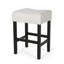 Tabouret de comptoir sans dossier KD avec assise en tissu moelleux et pieds robustes en bois d'hévéa, parfait pour les cuisines et les bars modernes-1596310313