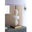 Lampe de table ronde à trois niveaux 14 x 26,3 po blanche et dorée avec abat-jour tambour (assemblage de l'abat-jour requis)