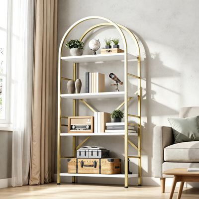 Étagère de rangement à 4 niveaux avec structure en métal et support autoportant industriel pour salon, bureau, bureau, chambre à coucher