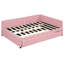 Lit de jour rembourré en tissu rose avec couchette et sans sommier polyvalent --513045346