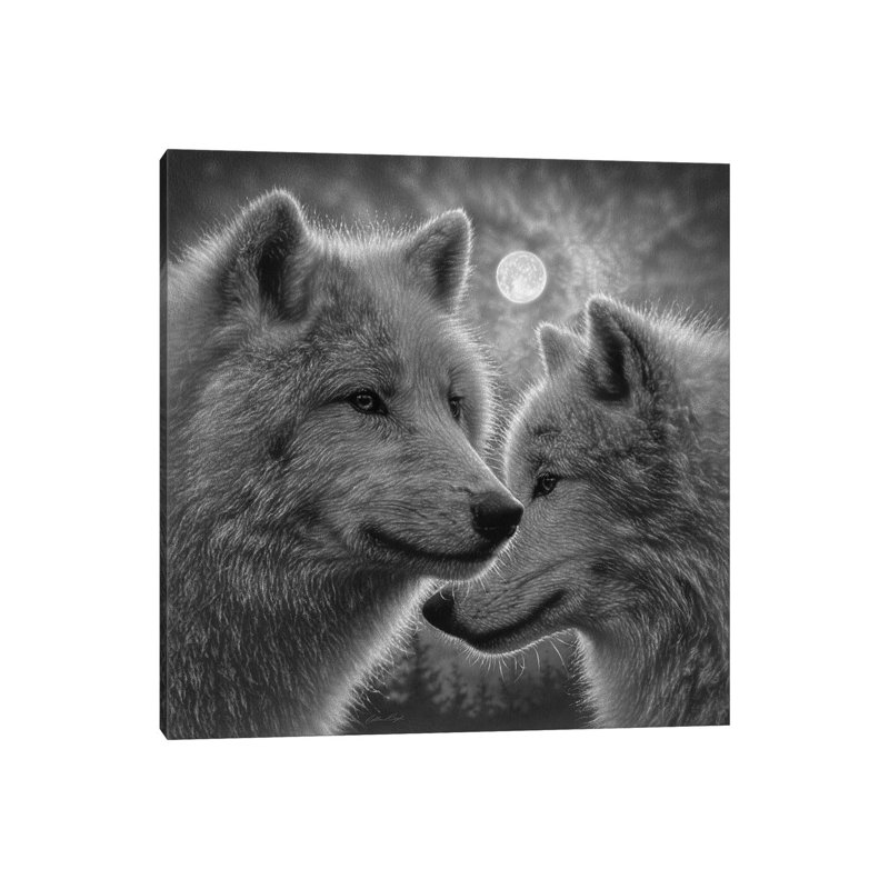 Moonlight Wolf Mates by Collin Bogle - Wrapped Canvas Print, 93.98cm H x 93.98cm W x 1.91cm D