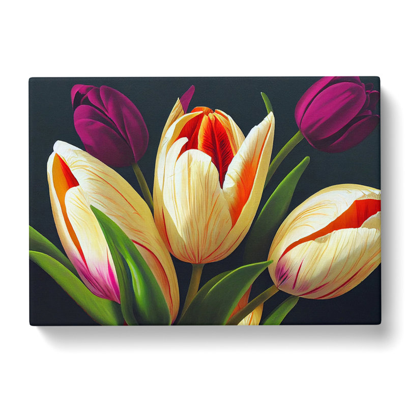 Favourable Tulip Flowers - Wrapped Canvas, 35cm H x 50cm W x 3cm D