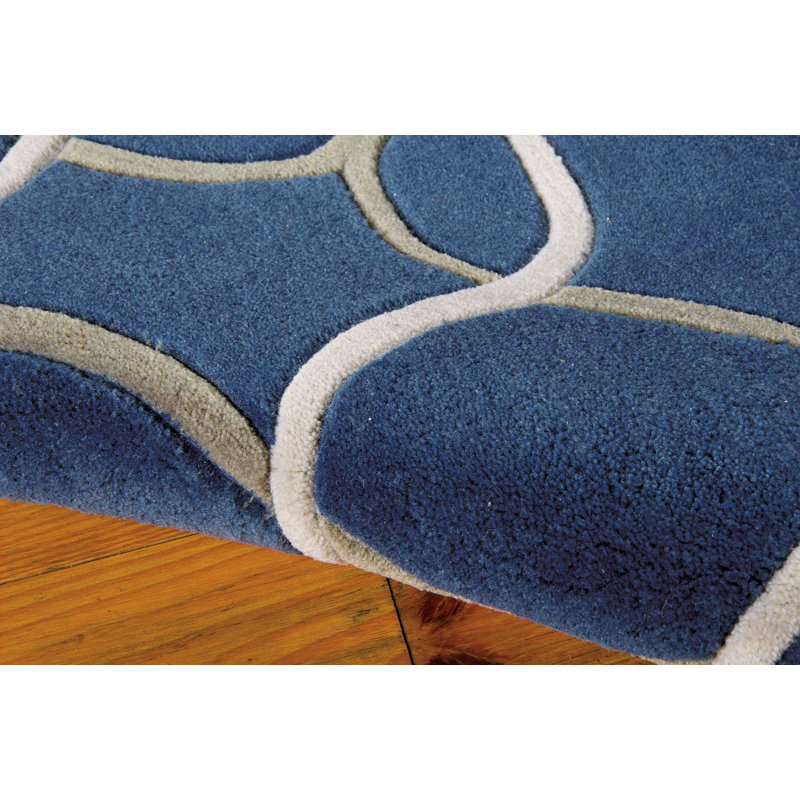 Tapis argenté contemporain fait à la main Asuncion, Rectangle 7 pi 3 po x 9 pi 3 po