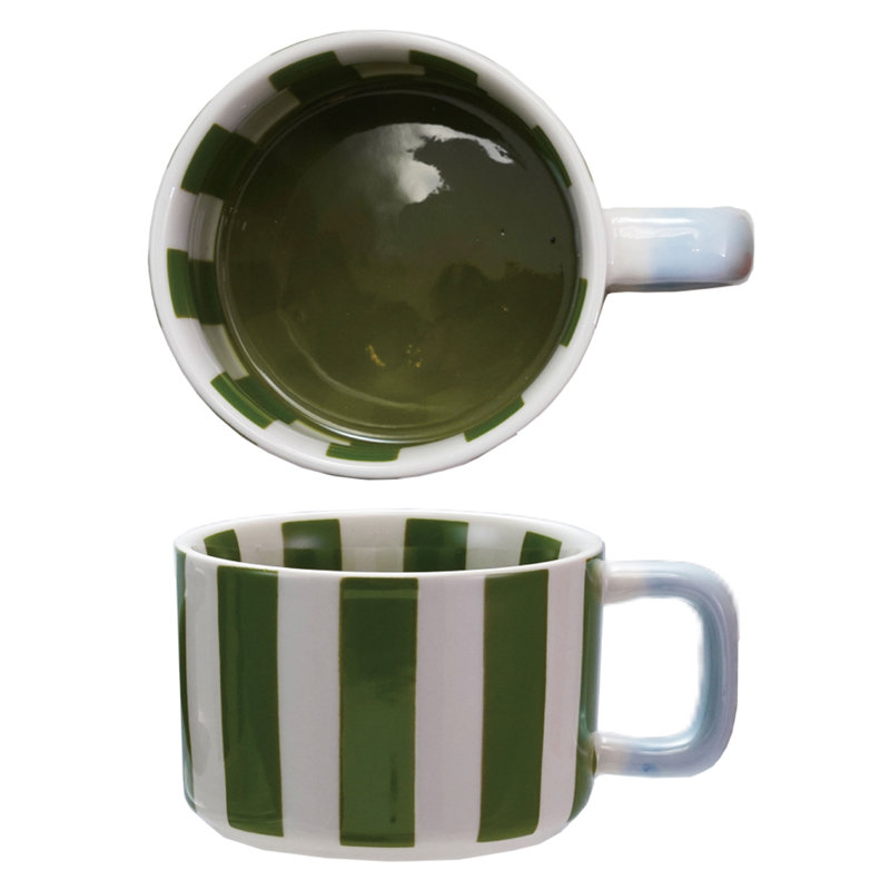 Hand-Painted Stoneware Striped Mug