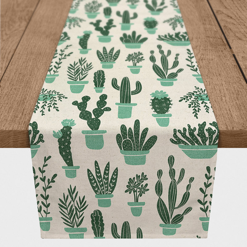 Chemin de table Houseplants On Linen, Vert, 72" x 16"