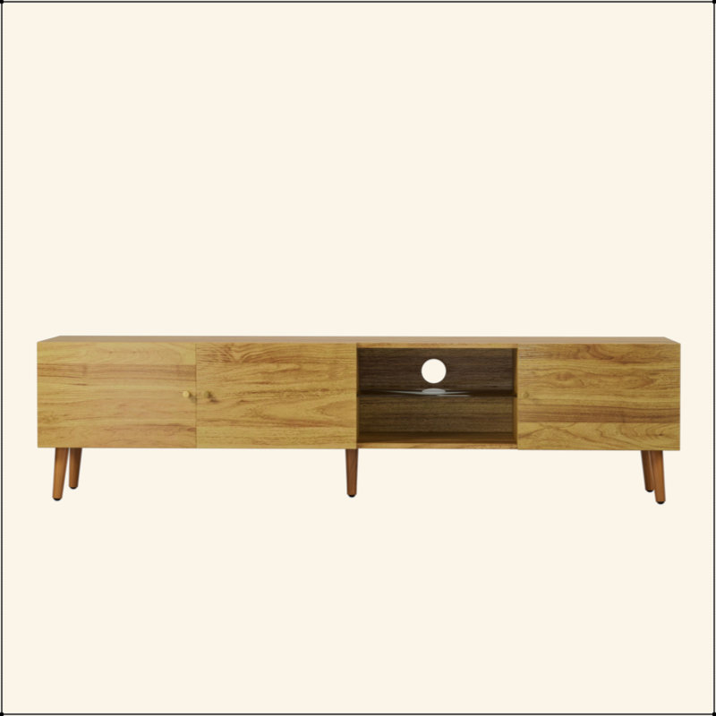 Meuble télé 70 po Mid-Century, meuble télé avec rangement, meuble télé pour salon, console multimédia