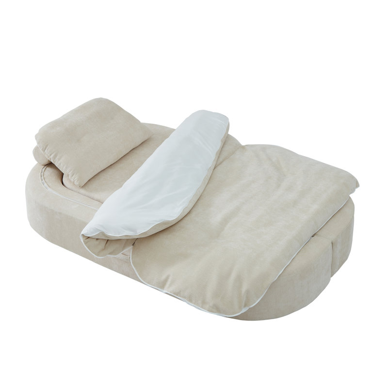 Convertible Sofa Bed Chenille Modern Living Room, White