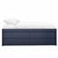 Lit capitaine pleine grandeur avec 4 tiroirs de rangement et porte de rangement latérale, cadre de lit plateforme en bois, sans sommier, bleu marine