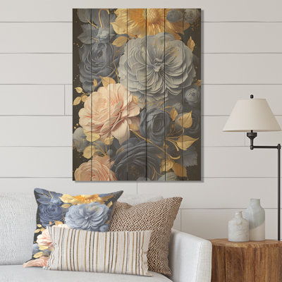Or rose et bleu Elegance III - Rose sur bois