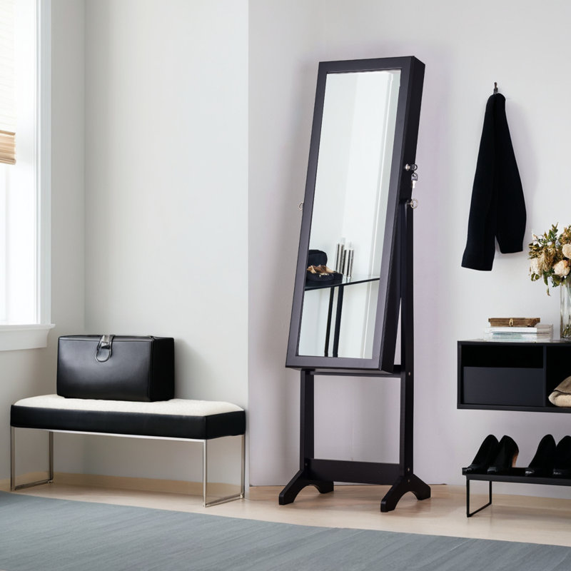 Armoire à bijoux avec miroir Marquisia, Noir