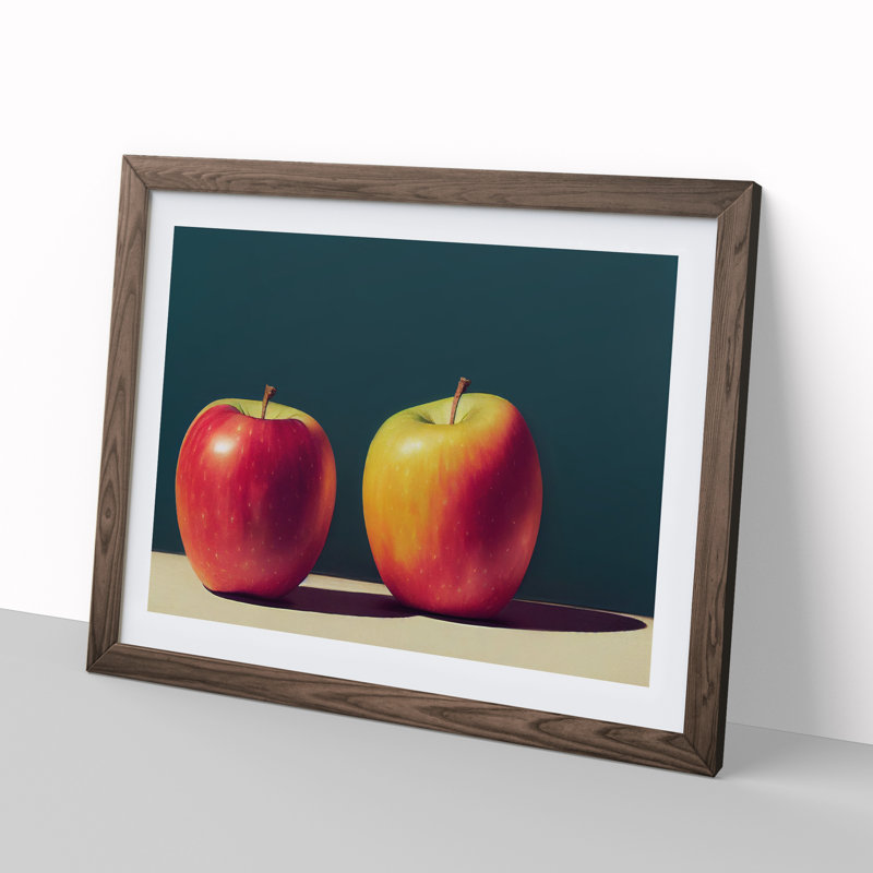 Two Apples Fruit Vol.3 - Framed Print, 34cm H x 46cm W x 2cm D, Walnut Framed
