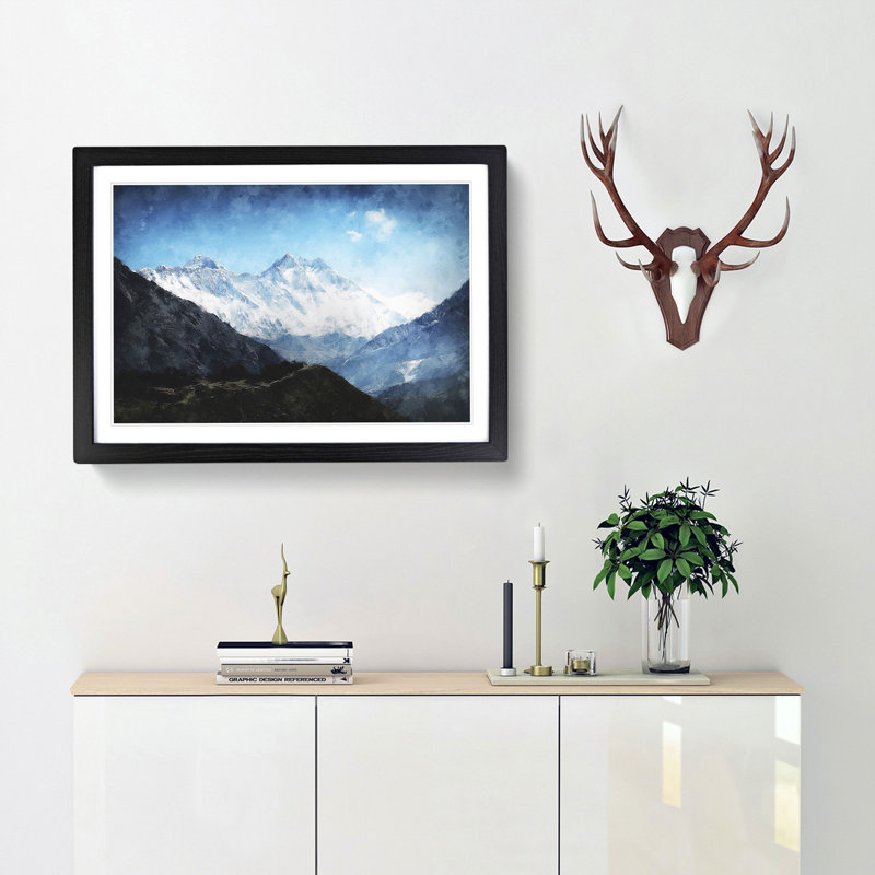 Mount Everest in Tibet and Nepal - Picture Frame Graphic Art Print, Black Framed, 24cm H x 33cm W x 2cm D