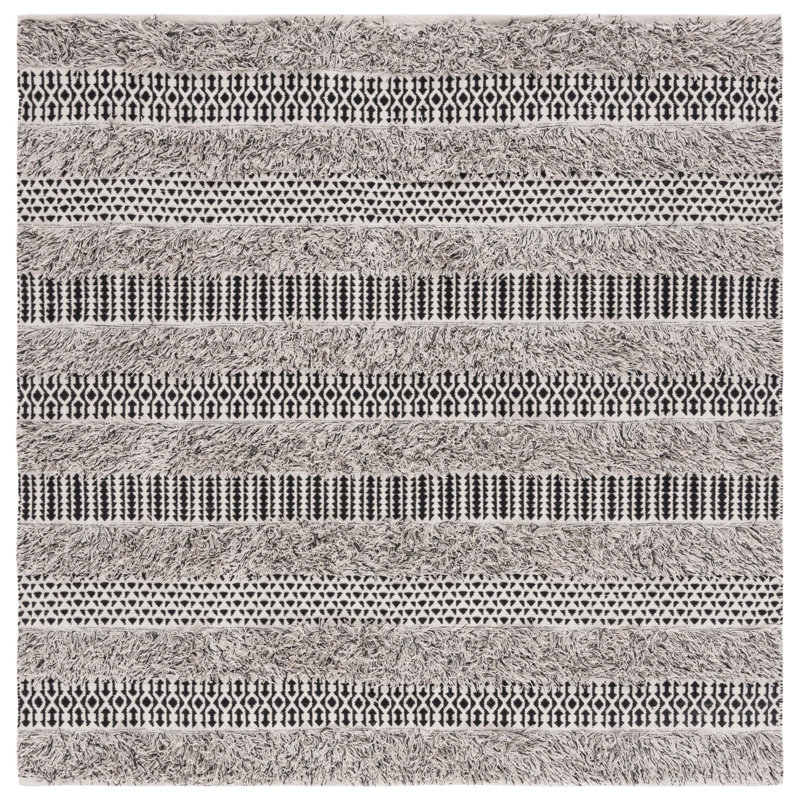 Tapis noir / ivoire Natura 926, Carré 6 pi