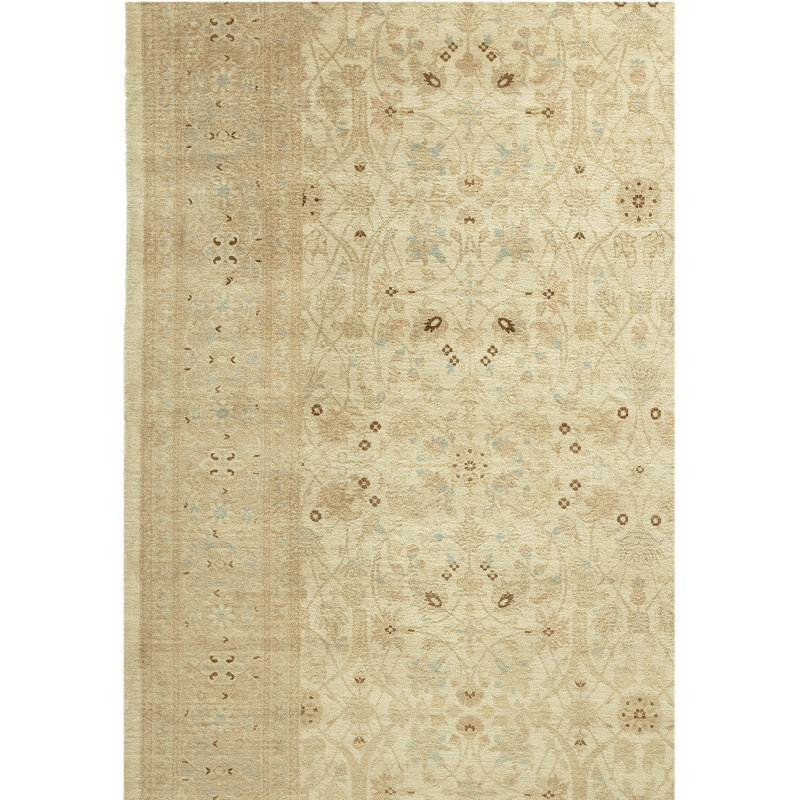 Wool Oriental Area Rug in Ivory/ Sand, Rectangle 9' x 12'