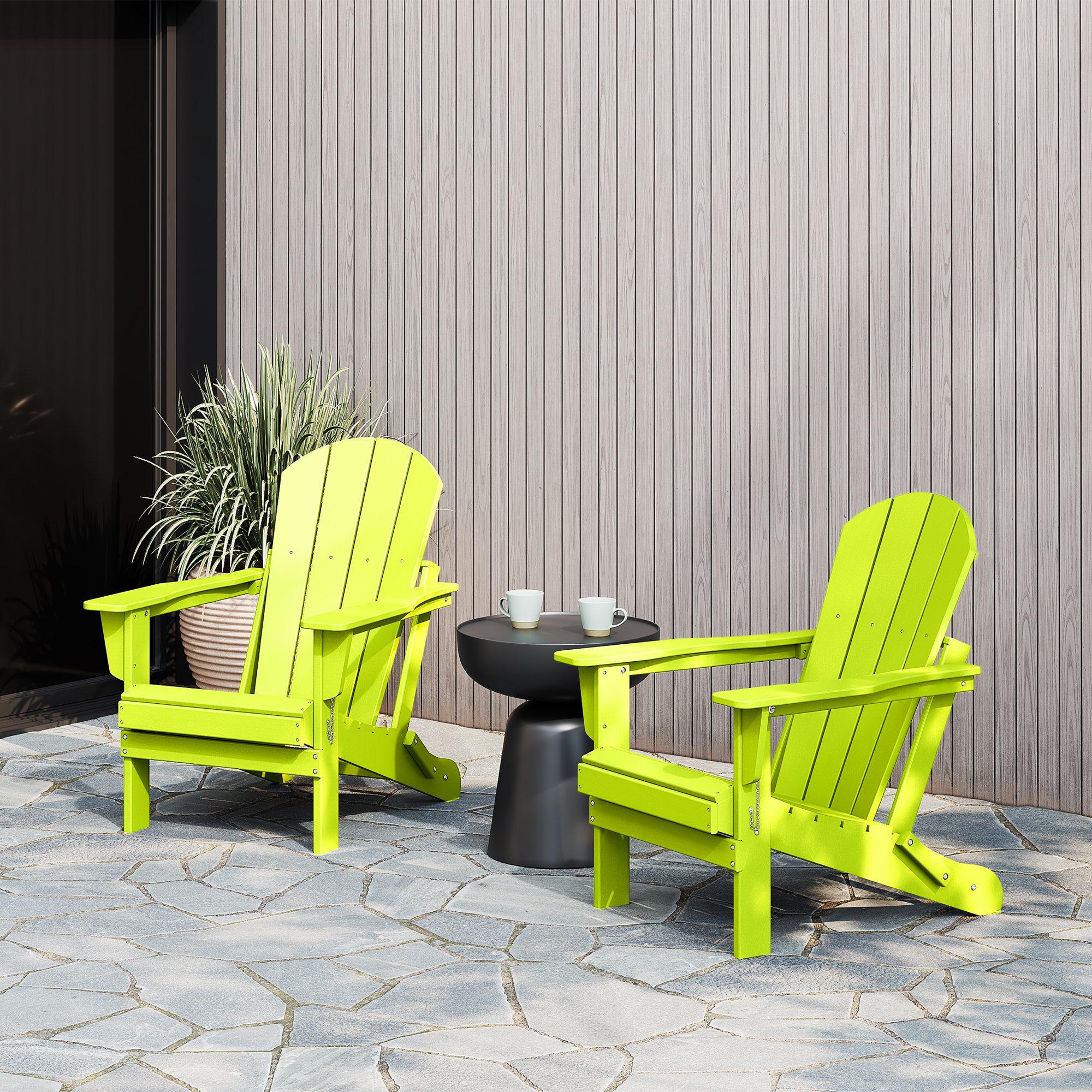 Laguna Foldable Outdoor Adirondack Set, Lime