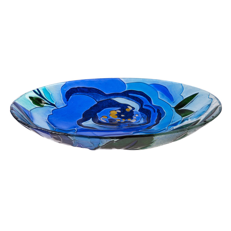 Bain d’oiseaux en verre floral