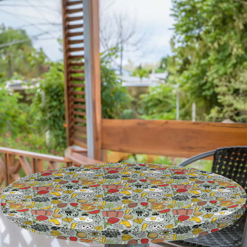 Ebern Designs Grunge Fitted Round Tablecloth Diameter Multicolor