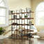 Bibliothèque à 5 niveaux avec bureau ouvert, tablette de style industriel rétro avec structure en métal-212827917