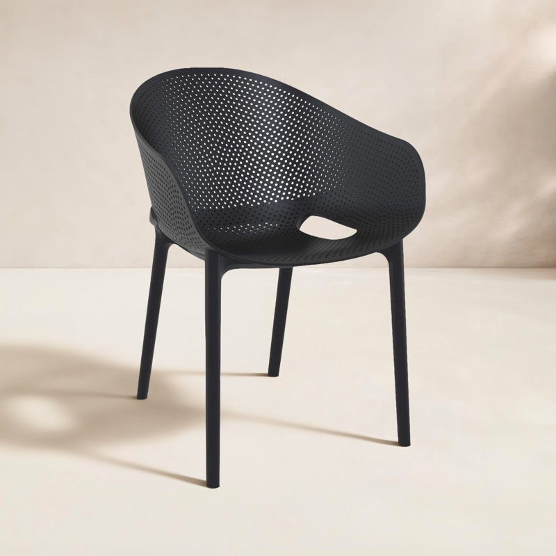 Chaise d'appoint empilable pour patio Farrah, Noir, noir, noir, noir