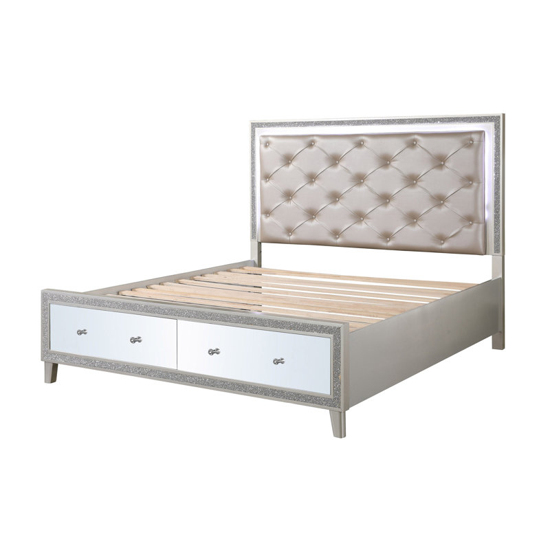 Lit plateforme tapissier avec rangement Coutee, Grand