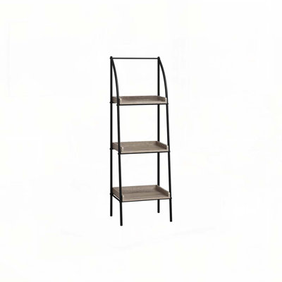 Bibliothèque, bibliothèque, étagère, d'angle, 3 niveaux, h 48 po, bureau, chambre à coucher, stratifié brun, contemporain, moderne