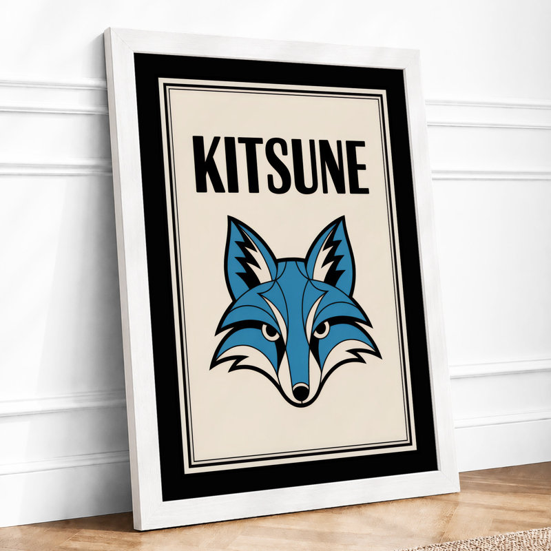 Kitsune Spirit Art Deco - Framed Print, A3 - 42.0 x 29.7 cm, White