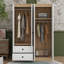 Garde-robe 4 portes avec tiroirs, tablette et tringle