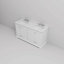 Meuble-lavabo double 60 po X P 22 po D, plateau en marbre de culture et robinet-981935545