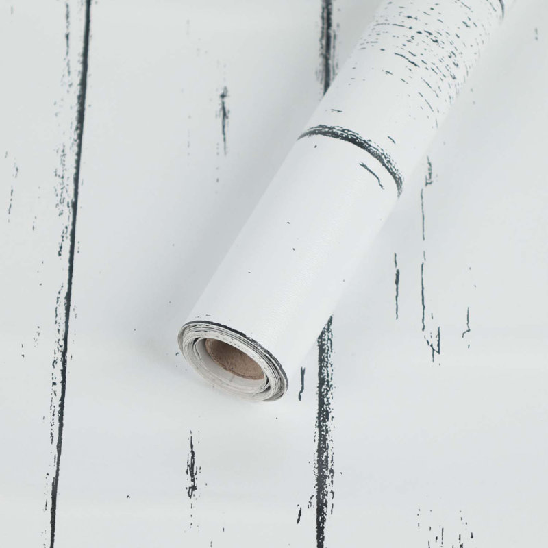 Rouleau de papier peint adhésif repositionnable en bois noir et blanc (2 rouleaux / housses 28,74 pieds carrés)