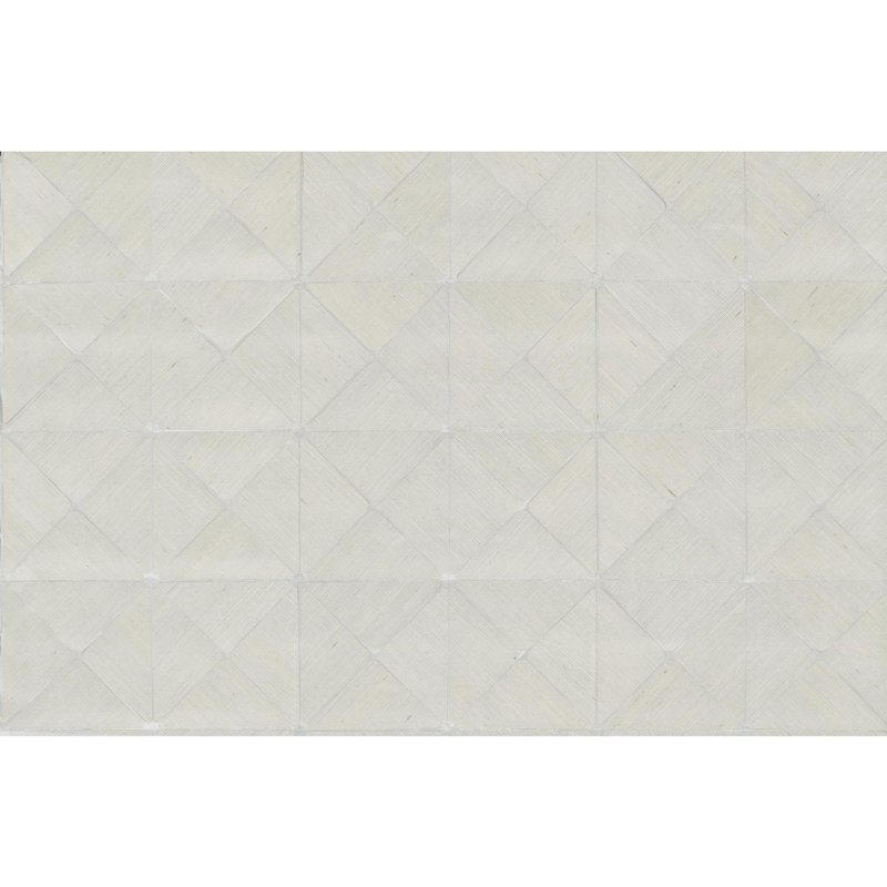 Dazzling Dimensions Geometric Grass Cloth Metallic Wallpaper Double Roll, White/Silver