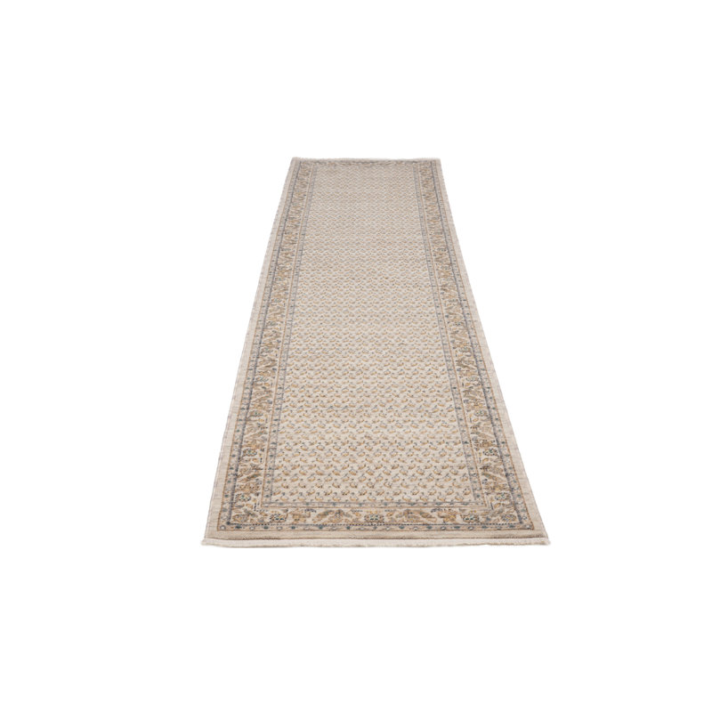 Nahili Machine Woven Wool Beige Rug, Runner 67 x 225cm