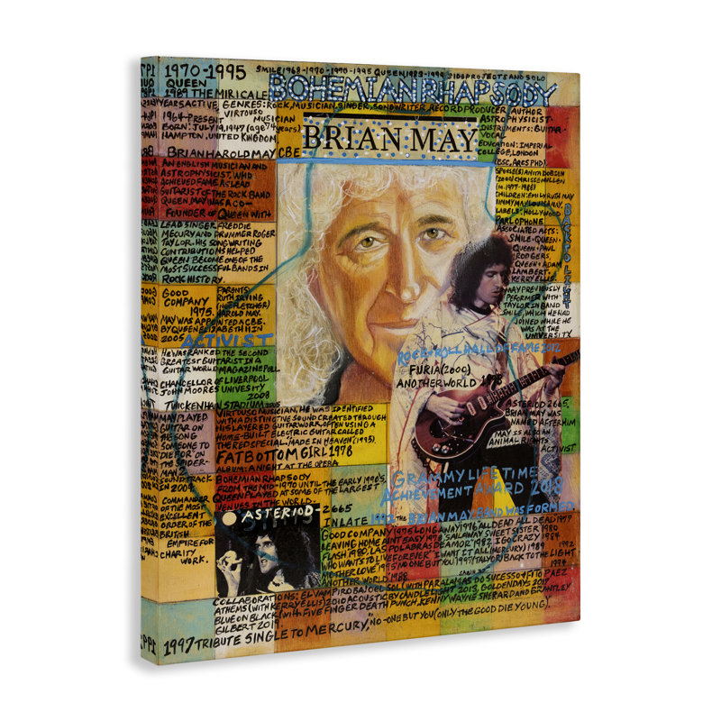 "Brian May", art mural sur toile par Sabin, H 20 po x l 16 po