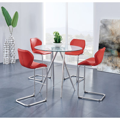 Ensemble de table de bar vice et tabouret de bar rouge