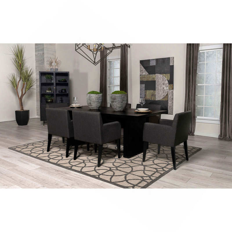 Houston Black Rectangular Double Pedestal Dining Table