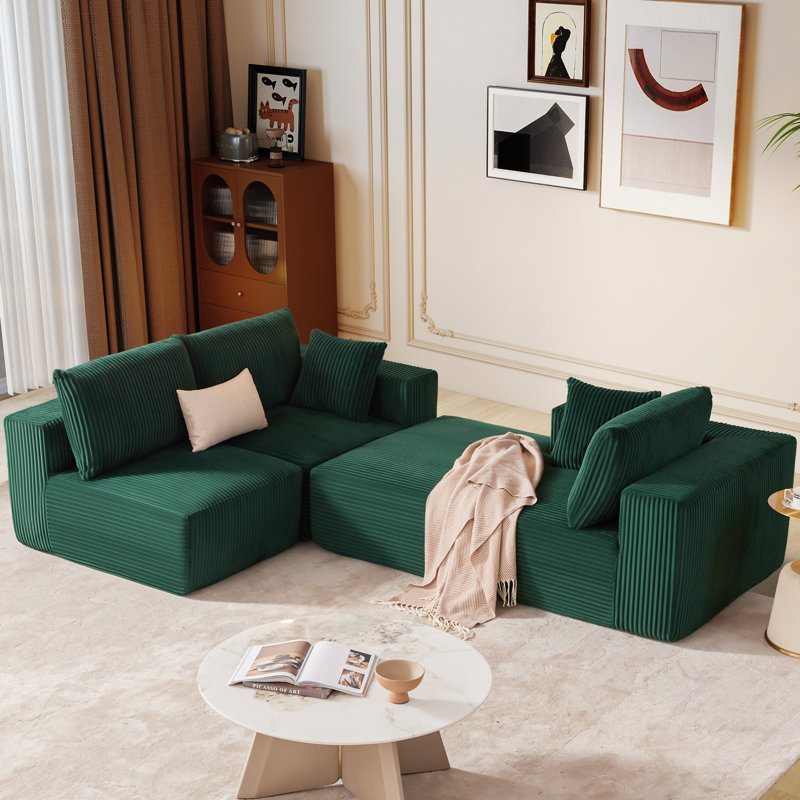 Canapé modulaire Boneless de 109 po avec siège profond, canapé modulaire Cloud avec méridienne en forme de L pour la chambre à coucher du salon - aucun assemblage requis