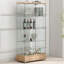 Vitrine 2 portes / 4 tablettes, grands tiroirs, éclairée pour le salon - naturel