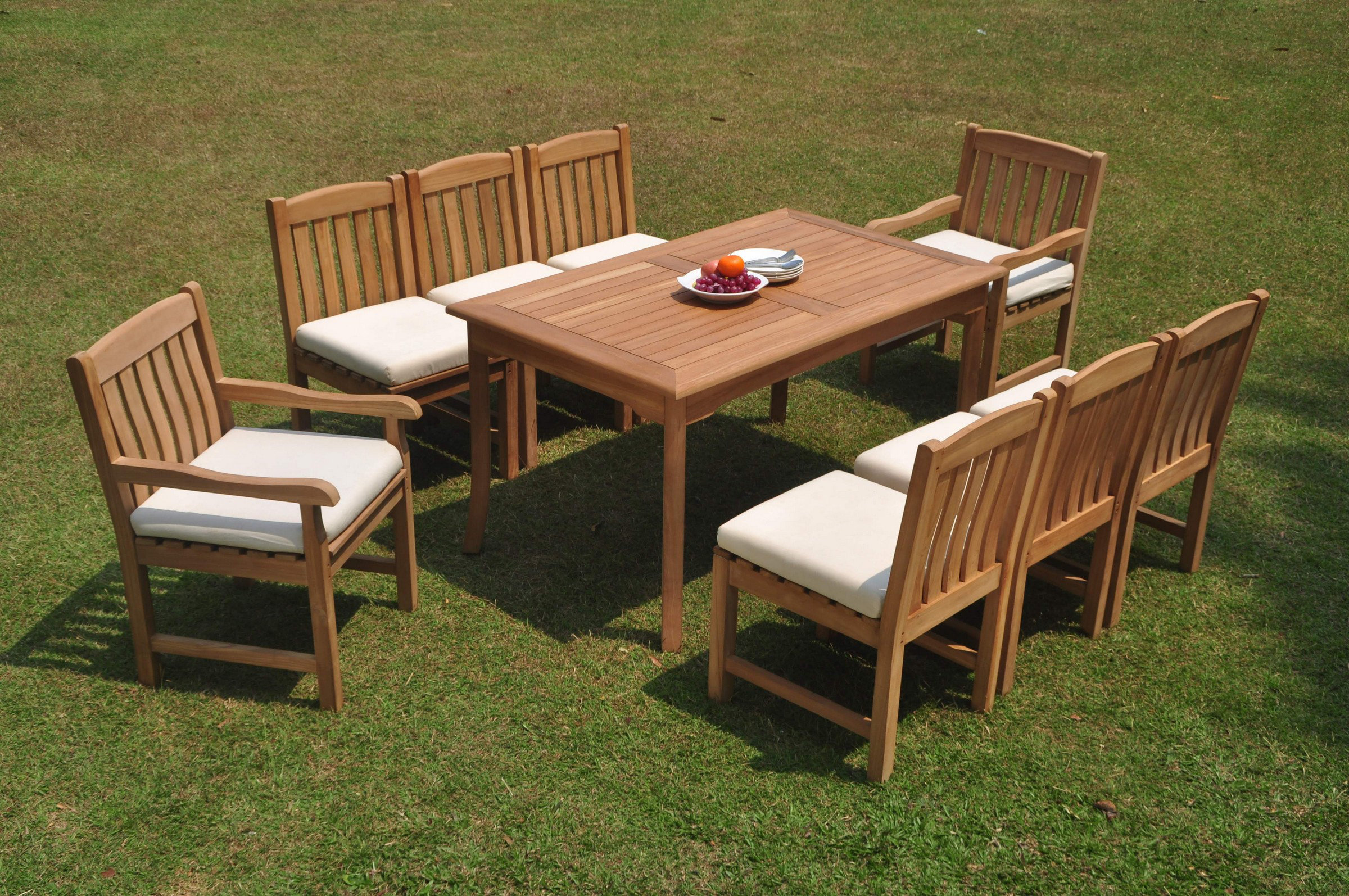 Teak Smith 8 Seats 9 Pcs Grade-A Teak Wood Dining Set: 71" Rectangle ...
