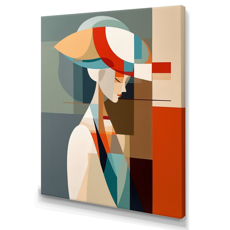 Femme, art déco IV, impression sur toile, H 20 po x l 12 po x P 1 po, Toile tendue