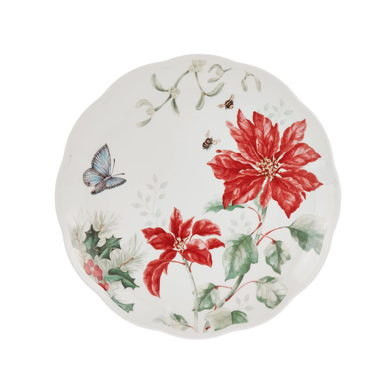 Butterfly Meadow Holiday 12-Piece Porcelain Dinnerware Set for 4