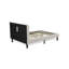 Ensemble de chambre à coucher 2 pièces - Lit double capitonné - Tête de lit tapissier en tissu de velours blanc lin et table de chevet au fini vert trèfle-491989081-491989084