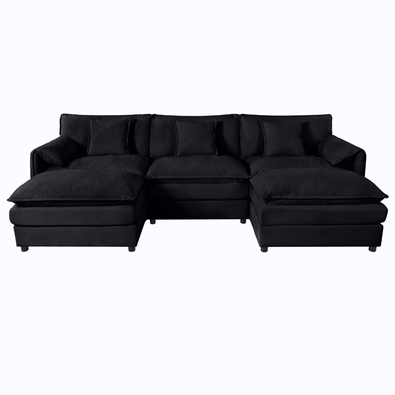 3-Seater U Shaped Couch (Black)