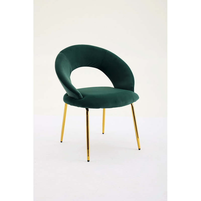 Chaise de salle à manger simple, chaise d'appoint avec dossier incurvé et pieds en métal, Vert