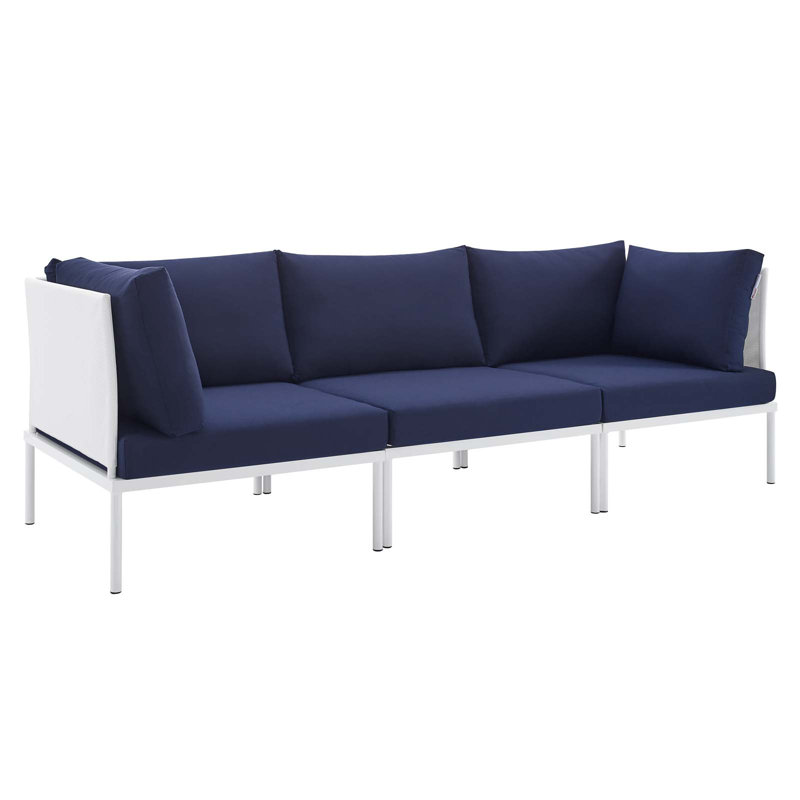 Harmony Sunbrella Basket Weave Outdoor Patio Aluminum Sofa by Modway, Blue